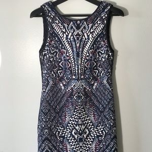 Patterned Round Neck Straight Summer Chic Dress S